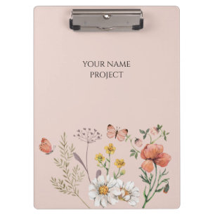 Blush Peach Floral Wildblume Klemmbrett
