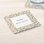 Blush Peach Flowers Green Leaves Bridal Shower   Untersetzer (angewinkelt)