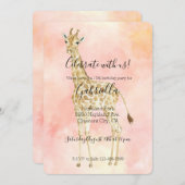 Blush Peach Giraffe Einladung (Vorne/Hinten)