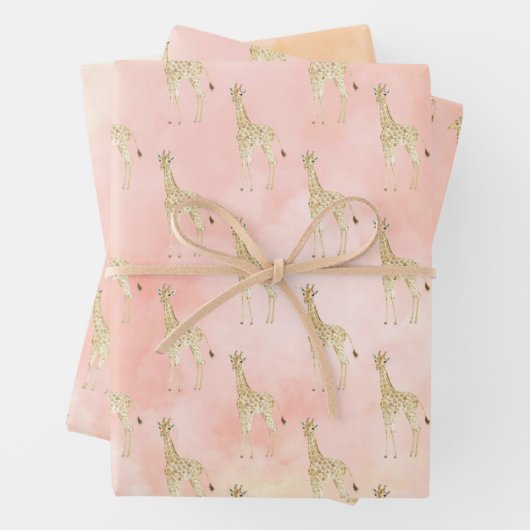Blush Peach Giraffe Geschenkpapier Set (Beispiel)