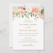 Blush Peach Gold Rustic Floral Wedding Einladung (Vorderseite)