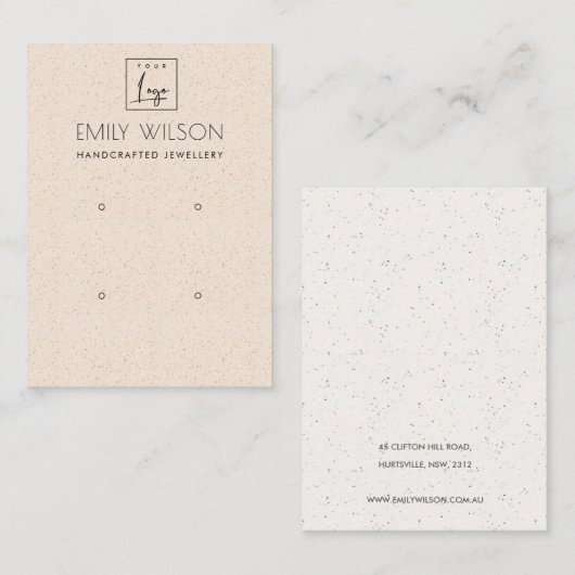 BLUSH PEACH KERAMIK TEXTURE 2 EARRING DISPLAY LOGO VISITENKARTE (Vorne/Hinten)