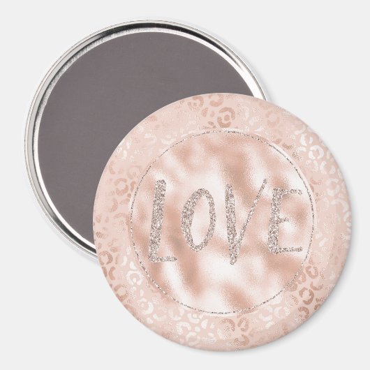 Blush Peach Leopard Print Glitzer Liebe Magnet (Vorderseite/Rückseite)