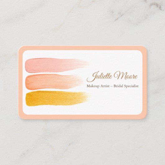 Blush Peach Makeup Artist Business Card Visitenkarte (Vorderseite)