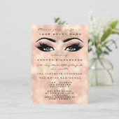 Blush Peach Makeup Glitzer Eyes 16. Bridal Damask Einladung (Stehend Vorderseite)