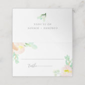 Blush Peach Mint Botanische Hochzeit Platzkarte (Außenseite Aufgefaltet)