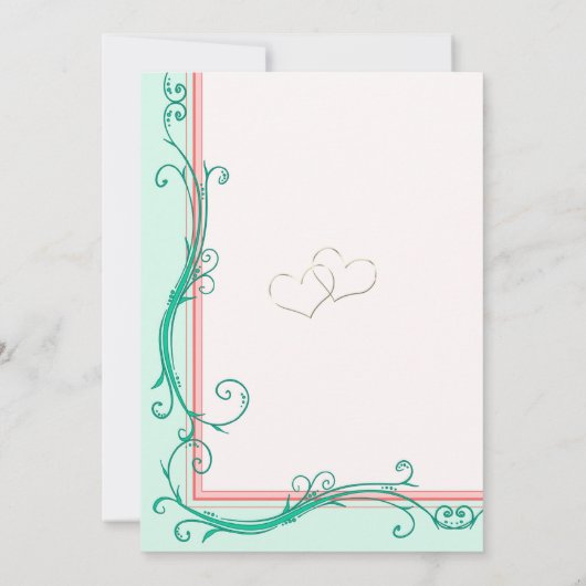 Blush Peach & Mint Hochzeitseinladung Einladung (Rückseite)
