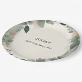 Blush Peach Minze Moss Sage Green Brautparty Pappteller (Schrägansicht)
