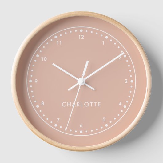 Blush Peach | Modern Name Stilvoll Trendy Taupe Uhr (Vorderseite)