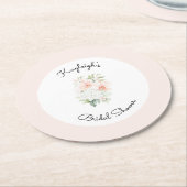 Blush Peach Orchid Flowers Bridal Shower  Runder Pappuntersetzer (Angewinkelt)