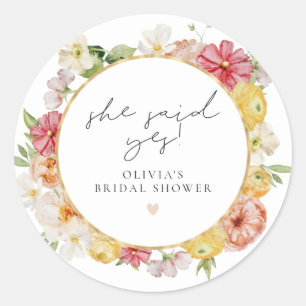 Blush & Peach Pastell Brautparty Runder Aufkleber