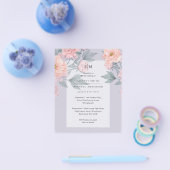 Blush Peach PEONIES Blue Wedite BUDGET Flyer (Einzeln)