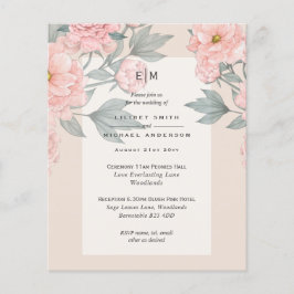 Blush Peach PEONIES Lilac Wedite BUDGET Flyer