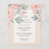 Blush Peach PEONIES Sage Wedite Einladung Empfang (Vorderseite)