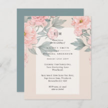 Blush Peach PEONIES Sage Wedite Einladung Empfang