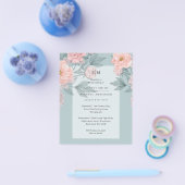 Blush Peach PEONIES Sage Wedite Einladung Empfang Flyer (Einzeln)