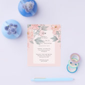 Blush Peach PEONIES Sage Wedite Einladung Empfang Flyer (Einzeln)
