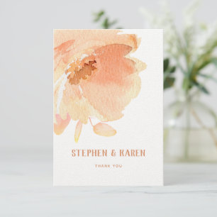 Blush Peach Peony Elegant Hochzeit Danke Karte