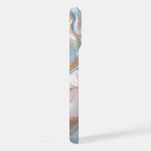 Blush Peach Pink Blue White Gold Marmor Muster iPhone Hülle (Rechte Seite)