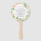 Blush Peach Pink Floral Wedding Program Hand Fan Fächer (Rückseite)