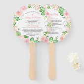Blush Peach Pink Floral Wedding Program Hand Fan Fächer (Vorne und Hinten)