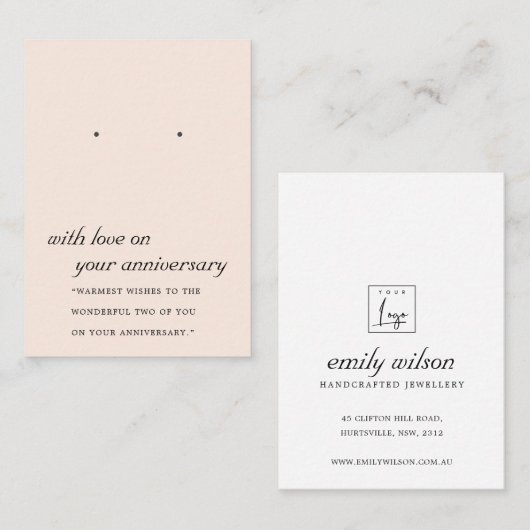 BLUSH PEACH PINK JAHRESZEITKARTE PLATZKARTE (Vorne/Hinten)