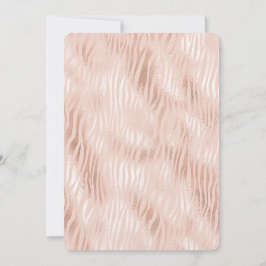 Blush Peach Pink Zebra Baby Dusche Einladung (Rückseite)