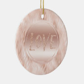 Blush Peach Pink Zebra Print Glitzer Liebe Keramik Ornament (Rechts)