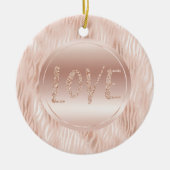 Blush Peach Pink Zebra Print Glitzer Liebe Keramik Ornament (Vorne)