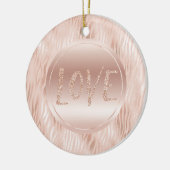 Blush Peach Pink Zebra Print Glitzer Liebe Keramik Ornament (Links)