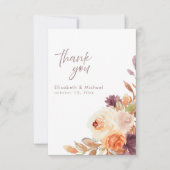 Blush Peach Plum Elegant Wedding Thank You Card Einladung (Vorderseite)