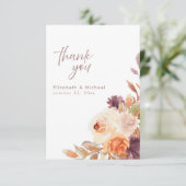 Blush Peach Plum Elegant Wedding Thank You Card Einladung (Stehend Vorderseite)