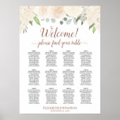 Blush Peach Rose 12 Table Wedding Seating Chart Poster (Vorne)