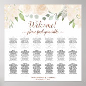 Blush Peach Rose 18 Table Wedding Seating Chart Poster (Vorne)