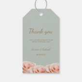 Blush Peach Rose Blumenzange Hochzeit Vielen Dank Geschenkanhänger (Rückseite)