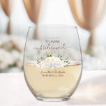 Blush Peach Rose Bridesmaid Trauzeugin Geschenk Weinglas Ohne Stiel<br><div class="desc">Dieses Set ist die perfekte Wahl, um den Hochzeitsjungfrauen und der Trauzeugin zu danken. Das schöne schicke boho-Design besticht durch einen Bouquet handgemalter Rose und Blüten in Aquarellen, Eukalyptussprigs und Gartengrün in Champagnertönen, Rost oder einem sehr blassen Pfirsich. Ihr Name & Titel erscheint in elegantem Schriftzeichen mit den Namen des...</div>