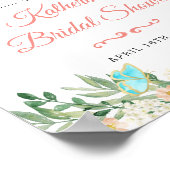 Blush Peach Rose Garden Brautparty Zeichen Poster (Ecke)