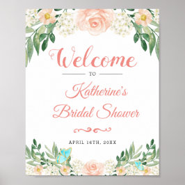 Blush Peach Rose Garden Brautparty Zeichen Poster