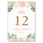 Blush Peach Rose Garden Wedding Tischnummer Card (Rückseite)