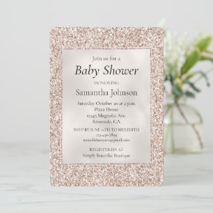 Blush Peach Rose Glitzer Pearl Baby Dusche Einladung