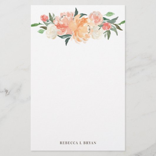 Blush Peach Sage Blumengarten Briefpapier (Vorderseite)