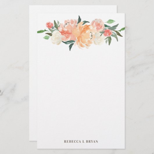 Blush Peach Sage Blumengarten Briefpapier (Vorne/Hinten)