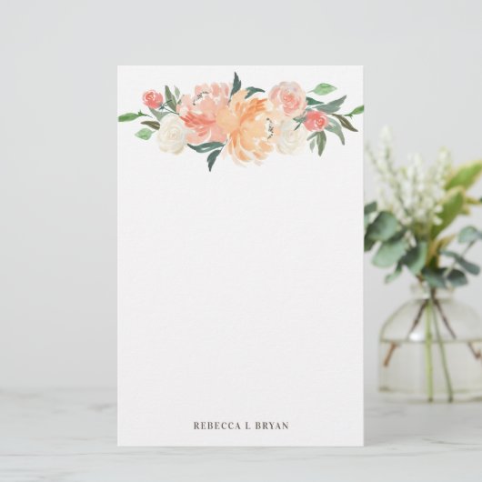 Blush Peach Sage Blumengarten Briefpapier (Stehend Vorderseite)