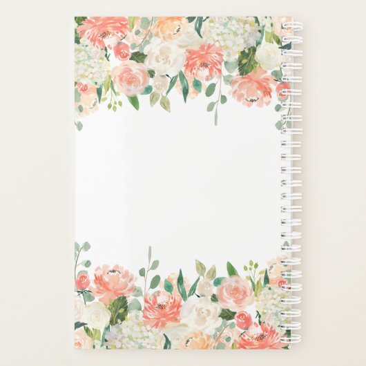 Blush Peach Sage Wasserfarbe Blumenzehen Planer (Rückseite)