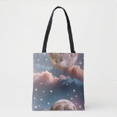 Blush Peach Sky Blue Celestial Moon Tasche (Vorderseite)