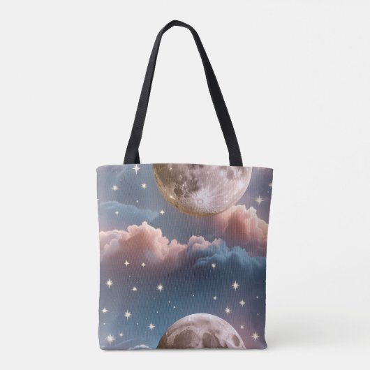 Blush Peach Sky Blue Celestial Moon Tasche (Rückseite)