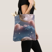 Blush Peach Sky Blue Celestial Moon Tasche (Von Nahem)