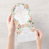 Blush Peach Spring Brautparty und Rezept All In One Einladung (Abreißen)