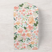 Blush Peach Spring Floral Wasserfarbe Hochzeit All In One Einladung (Außenbereich)