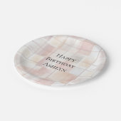 Blush Peach Squares Birthday Pappteller (Schrägansicht)